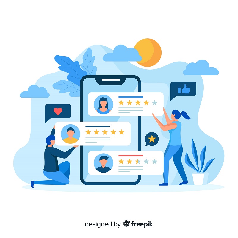 clientes satisfeitos deixando mensagem